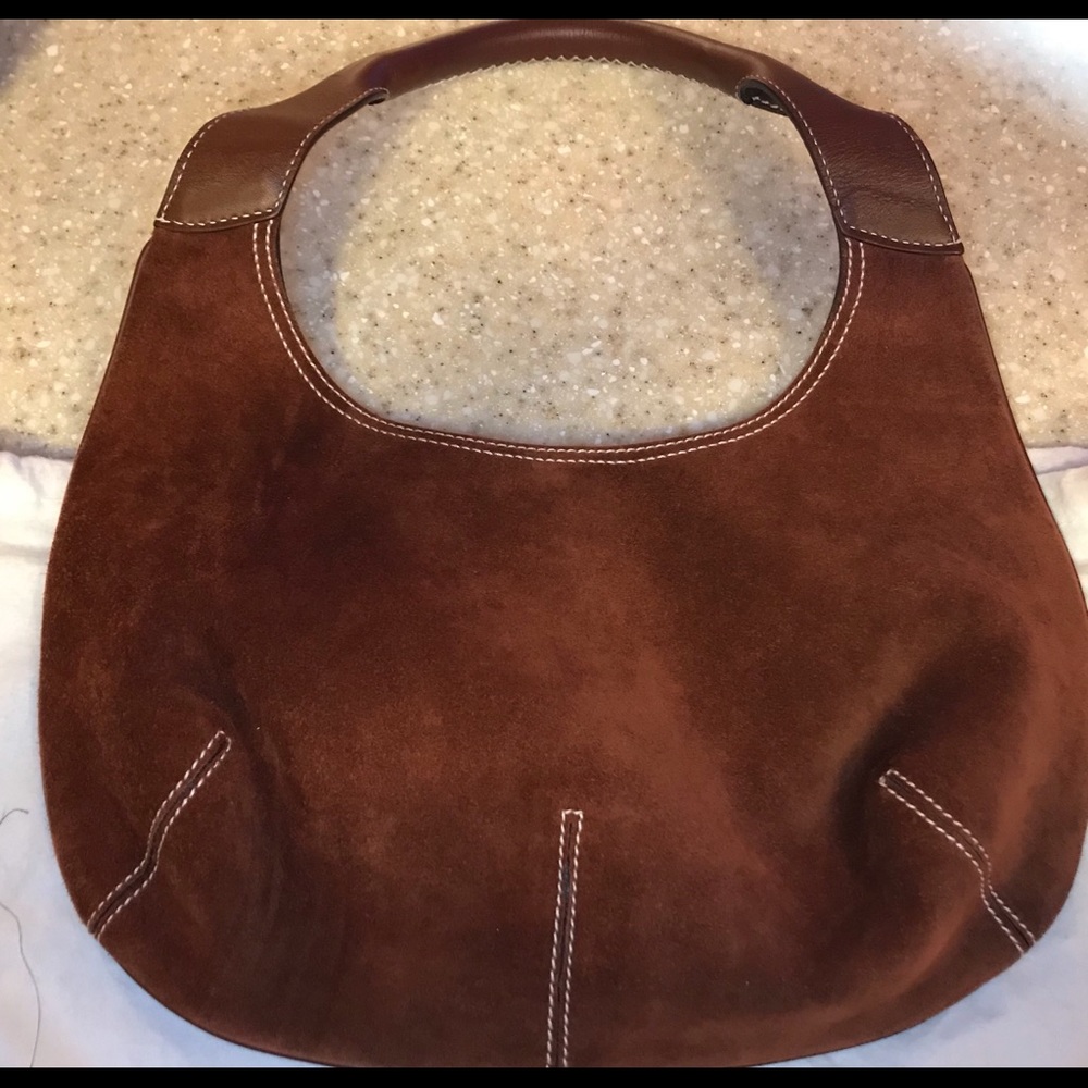 Suede Ferragamo handbag
